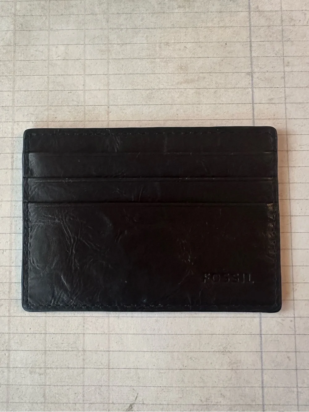 Fossil Men's Black Leather Card & ID Holder